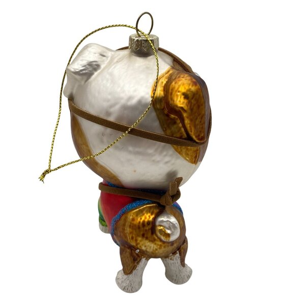 Bull Dog Hippie peach rainbow google eye Glass Christmas tree ornament - Picture 3 of 6